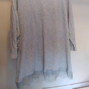 Lane Bryant Gray 3/4 Sleeve Top with lace hem Size 22/24